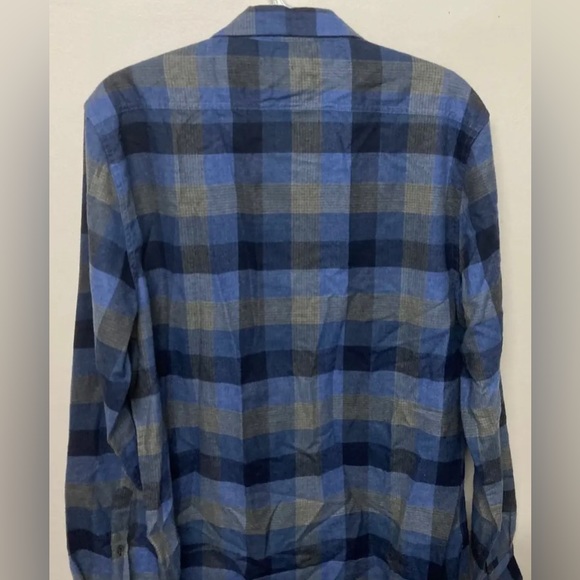 New! Flag & Anthem Mens Button Up Shirt Adult Flannel Plaid Medium M Blue Grey - Picture 6 of 13